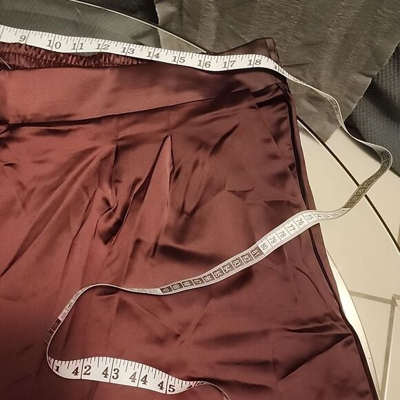 New Purple Wide Leg Satin High Rise Pant - Picture 6 of 8